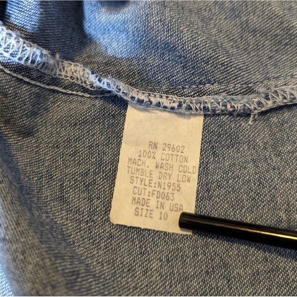 Vintage Cottagecore Short Sleeve Floral Medium Wash Denim Button Down Size 10 - Picture 4 of 6